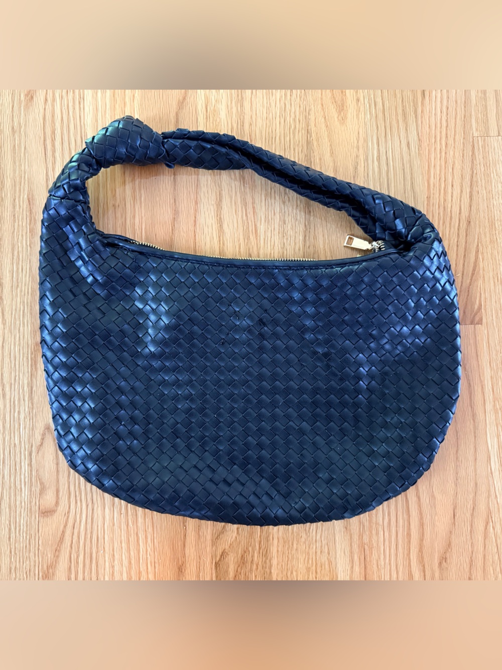 Anthropologie Knot Woven Black Shoulder Bag